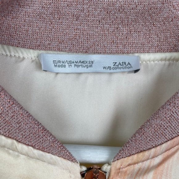 ZARA Womens M Long Beach California 1978 Jacket Full Zip Palm Trees Ombre Pocket - Picture 7 of 8